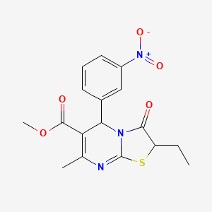 molecular formula C17H17N3O5S B11123753 methyl 2-ethyl-7-methyl-5-(3-nitrophenyl)-3-oxo-2,3-dihydro-5H-[1,3]thiazolo[3,2-a]pyrimidine-6-carboxylate 