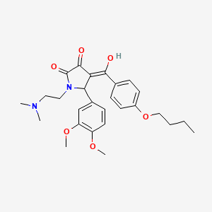 molecular formula C27H34N2O6 B11123798 4-[(4-butoxyphenyl)carbonyl]-5-(3,4-dimethoxyphenyl)-1-[2-(dimethylamino)ethyl]-3-hydroxy-1,5-dihydro-2H-pyrrol-2-one 