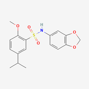 molecular formula C17H19NO5S B11123923 N-(1,3-benzodioxol-5-yl)-2-methoxy-5-(propan-2-yl)benzenesulfonamide 