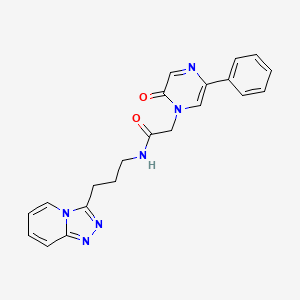 molecular formula C21H20N6O2 B11123953 2-[2-oxo-5-phenyl-1(2H)-pyrazinyl]-N-(3-[1,2,4]triazolo[4,3-a]pyridin-3-ylpropyl)acetamide 