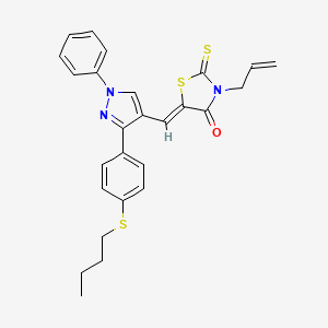 molecular formula C26H25N3OS3 B11123976 3-allyl-5-((Z)-1-{3-[4-(butylsulfanyl)phenyl]-1-phenyl-1H-pyrazol-4-yl}methylidene)-2-thioxo-1,3-thiazolan-4-one 