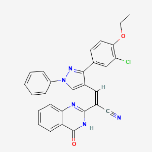molecular formula C28H20ClN5O2 B11124007 (2Z)-3-[3-(3-chloro-4-ethoxyphenyl)-1-phenyl-1H-pyrazol-4-yl]-2-(4-oxo-3,4-dihydroquinazolin-2-yl)prop-2-enenitrile 