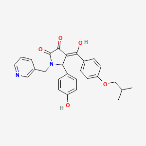 molecular formula C27H26N2O5 B11124011 3-hydroxy-5-(4-hydroxyphenyl)-4-{[4-(2-methylpropoxy)phenyl]carbonyl}-1-(pyridin-3-ylmethyl)-1,5-dihydro-2H-pyrrol-2-one 