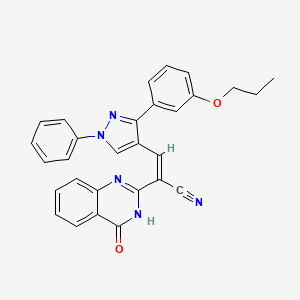molecular formula C29H23N5O2 B11124028 (2Z)-2-(4-oxo-3,4-dihydroquinazolin-2-yl)-3-[1-phenyl-3-(3-propoxyphenyl)-1H-pyrazol-4-yl]prop-2-enenitrile 