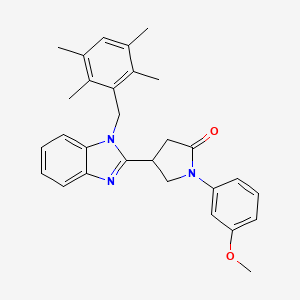 molecular formula C29H31N3O2 B11124068 1-(3-methoxyphenyl)-4-[1-(2,3,5,6-tetramethylbenzyl)-1H-benzimidazol-2-yl]pyrrolidin-2-one 