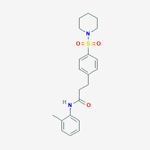 molecular formula C21H26N2O3S B11124293 N-(2-methylphenyl)-3-[4-(piperidin-1-ylsulfonyl)phenyl]propanamide 