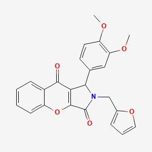 molecular formula C24H19NO6 B11124330 1-(3,4-Dimethoxyphenyl)-2-(furan-2-ylmethyl)-1,2-dihydrochromeno[2,3-c]pyrrole-3,9-dione 
