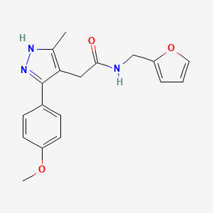 molecular formula C18H19N3O3 B11124447 N-(2-furylmethyl)-2-[5-(4-methoxyphenyl)-3-methyl-1H-pyrazol-4-yl]acetamide 