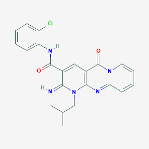 molecular formula C22H20ClN5O2 B11124448 N-(2-chlorophenyl)-6-imino-7-(2-methylpropyl)-2-oxo-1,7,9-triazatricyclo[8.4.0.03,8]tetradeca-3(8),4,9,11,13-pentaene-5-carboxamide 
