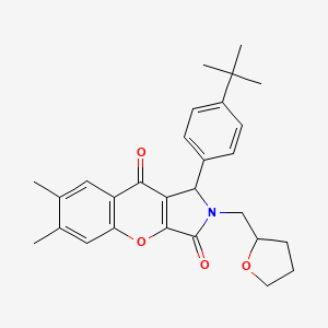 molecular formula C28H31NO4 B11124461 1-(4-Tert-butylphenyl)-6,7-dimethyl-2-(tetrahydrofuran-2-ylmethyl)-1,2-dihydrochromeno[2,3-c]pyrrole-3,9-dione 