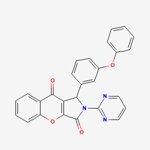 molecular formula C27H17N3O4 B11124476 1-(3-Phenoxyphenyl)-2-(pyrimidin-2-yl)-1,2-dihydrochromeno[2,3-c]pyrrole-3,9-dione 