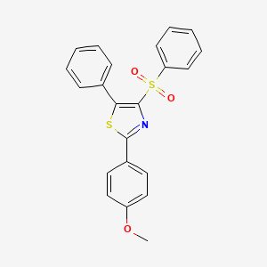 molecular formula C22H17NO3S2 B11124513 4-(Benzenesulfonyl)-2-(4-methoxyphenyl)-5-phenyl-1,3-thiazole 