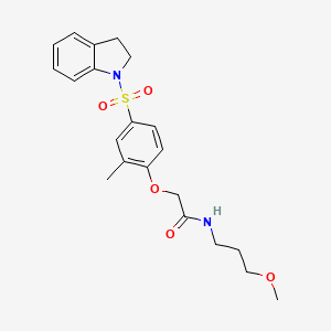 molecular formula C21H26N2O5S B11124529 2-[4-(2,3-dihydro-1H-indol-1-ylsulfonyl)-2-methylphenoxy]-N-(3-methoxypropyl)acetamide 