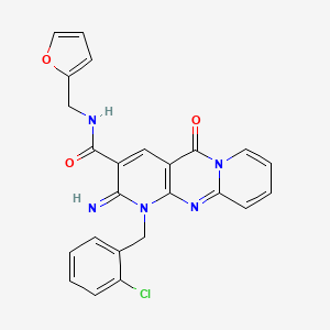 molecular formula C24H18ClN5O3 B11124534 7-[(2-chlorophenyl)methyl]-N-[(furan-2-yl)methyl]-6-imino-2-oxo-1,7,9-triazatricyclo[8.4.0.0^{3,8}]tetradeca-3(8),4,9,11,13-pentaene-5-carboxamide 