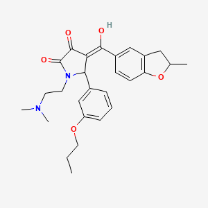molecular formula C27H32N2O5 B11124535 1-[2-(dimethylamino)ethyl]-3-hydroxy-4-[(2-methyl-2,3-dihydro-1-benzofuran-5-yl)carbonyl]-5-(3-propoxyphenyl)-1,5-dihydro-2H-pyrrol-2-one 