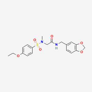 molecular formula C19H22N2O6S B11124537 N-(1,3-benzodioxol-5-ylmethyl)-N~2~-[(4-ethoxyphenyl)sulfonyl]-N~2~-methylglycinamide 