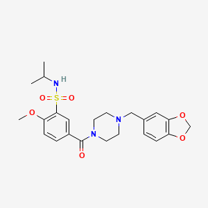 molecular formula C23H29N3O6S B11124572 5-{[4-(1,3-benzodioxol-5-ylmethyl)piperazin-1-yl]carbonyl}-2-methoxy-N-(propan-2-yl)benzenesulfonamide 
