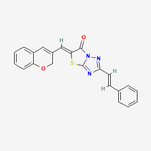 molecular formula C22H15N3O2S B11124599 (5Z)-5-(2H-chromen-3-ylmethylidene)-2-[(E)-2-phenylethenyl][1,3]thiazolo[3,2-b][1,2,4]triazol-6(5H)-one 