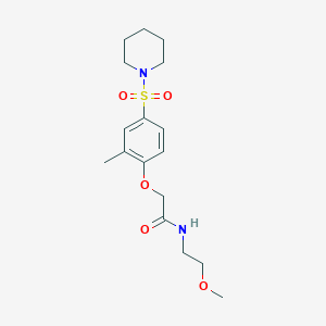 molecular formula C17H26N2O5S B11124678 N-(2-Methoxyethyl)-2-[2-methyl-4-(piperidine-1-sulfonyl)phenoxy]acetamide 
