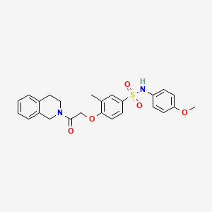 molecular formula C25H26N2O5S B11124696 4-[2-(3,4-dihydroisoquinolin-2(1H)-yl)-2-oxoethoxy]-N-(4-methoxyphenyl)-3-methylbenzenesulfonamide 
