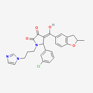 molecular formula C26H24ClN3O4 B11124746 5-(3-chlorophenyl)-3-hydroxy-1-[3-(1H-imidazol-1-yl)propyl]-4-[(2-methyl-2,3-dihydro-1-benzofuran-5-yl)carbonyl]-1,5-dihydro-2H-pyrrol-2-one 