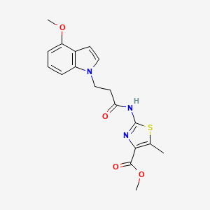 molecular formula C18H19N3O4S B11124764 methyl 2-{[3-(4-methoxy-1H-indol-1-yl)propanoyl]amino}-5-methyl-1,3-thiazole-4-carboxylate 