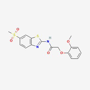 molecular formula C17H16N2O5S2 B11124863 N-(6-methanesulfonyl-1,3-benzothiazol-2-yl)-2-(2-methoxyphenoxy)acetamide 