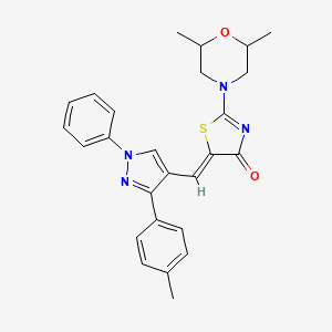 molecular formula C26H26N4O2S B11124871 (5Z)-2-(2,6-dimethylmorpholin-4-yl)-5-{[3-(4-methylphenyl)-1-phenyl-1H-pyrazol-4-yl]methylidene}-1,3-thiazol-4(5H)-one 