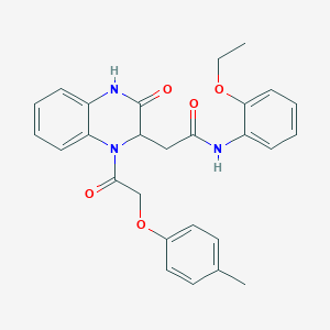 molecular formula C27H27N3O5 B11124977 N-(2-ethoxyphenyl)-2-{1-[(4-methylphenoxy)acetyl]-3-oxo-1,2,3,4-tetrahydroquinoxalin-2-yl}acetamide 