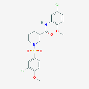 molecular formula C20H22Cl2N2O5S B11124981 N-(5-chloro-2-methoxyphenyl)-1-[(3-chloro-4-methoxyphenyl)sulfonyl]piperidine-3-carboxamide 