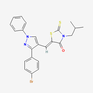 molecular formula C23H20BrN3OS2 B11125006 (5Z)-5-{[3-(4-bromophenyl)-1-phenyl-1H-pyrazol-4-yl]methylidene}-3-(2-methylpropyl)-2-thioxo-1,3-thiazolidin-4-one 