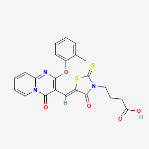 molecular formula C23H19N3O5S2 B11125064 4-[(5Z)-5-{[2-(2-methylphenoxy)-4-oxo-4H-pyrido[1,2-a]pyrimidin-3-yl]methylidene}-4-oxo-2-thioxo-1,3-thiazolidin-3-yl]butanoic acid 