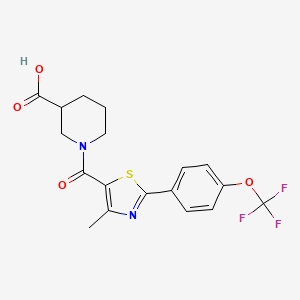 molecular formula C18H17F3N2O4S B11125085 1-({4-Methyl-2-[4-(trifluoromethoxy)phenyl]-1,3-thiazol-5-yl}carbonyl)-3-piperidinecarboxylic acid 