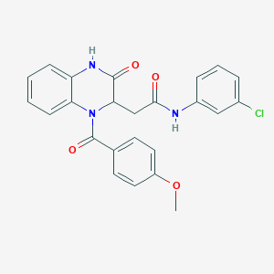 molecular formula C24H20ClN3O4 B11125220 N-(3-chlorophenyl)-2-{1-[(4-methoxyphenyl)carbonyl]-3-oxo-1,2,3,4-tetrahydroquinoxalin-2-yl}acetamide 