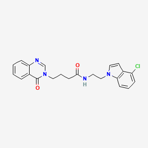 molecular formula C22H21ClN4O2 B11125237 N-[2-(4-chloro-1H-indol-1-yl)ethyl]-4-(4-oxoquinazolin-3(4H)-yl)butanamide 