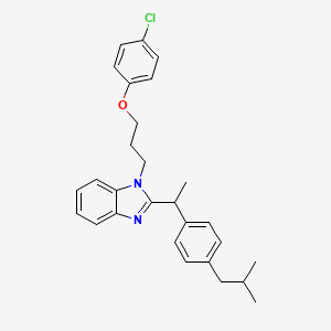 molecular formula C28H31ClN2O B11125864 1-[3-(4-chlorophenoxy)propyl]-2-{1-[4-(2-methylpropyl)phenyl]ethyl}-1H-benzimidazole 
