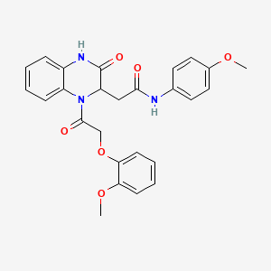molecular formula C26H25N3O6 B11128328 2-{1-[(2-methoxyphenoxy)acetyl]-3-oxo-1,2,3,4-tetrahydroquinoxalin-2-yl}-N-(4-methoxyphenyl)acetamide 