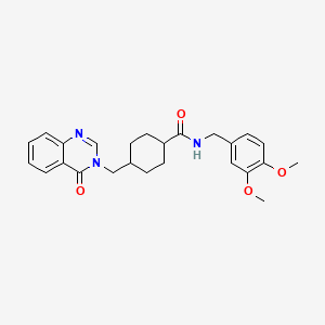 molecular formula C25H29N3O4 B11128548 N-(3,4-dimethoxybenzyl)-4-[(4-oxoquinazolin-3(4H)-yl)methyl]cyclohexanecarboxamide 