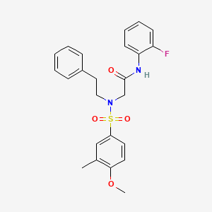 molecular formula C24H25FN2O4S B11128727 N-(2-fluorophenyl)-N~2~-[(4-methoxy-3-methylphenyl)sulfonyl]-N~2~-(2-phenylethyl)glycinamide 