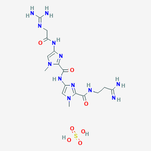 molecular formula C16H26N12O7S B011129 1H-Imidazole-2-carboxamide, 4-((((aminoiminomethyl)amino)acetyl)amino)-N-(2-(((3-amino-3-iminopropyl)amino)carbonyl)-1-methyl-1H-imidazol-4-yl)-1-methyl-, sulfate (1:1) CAS No. 101772-43-4