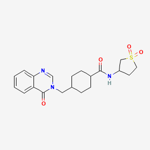 molecular formula C20H25N3O4S B11129231 N-(1,1-dioxidotetrahydrothiophen-3-yl)-4-[(4-oxoquinazolin-3(4H)-yl)methyl]cyclohexanecarboxamide 