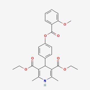 molecular formula C27H29NO7 B11129342 Diethyl 4-(4-{[(2-methoxyphenyl)carbonyl]oxy}phenyl)-2,6-dimethyl-1,4-dihydropyridine-3,5-dicarboxylate 