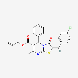 molecular formula C24H19ClN2O3S B11129360 prop-2-en-1-yl (2E)-2-(4-chlorobenzylidene)-7-methyl-3-oxo-5-phenyl-2,3-dihydro-5H-[1,3]thiazolo[3,2-a]pyrimidine-6-carboxylate 