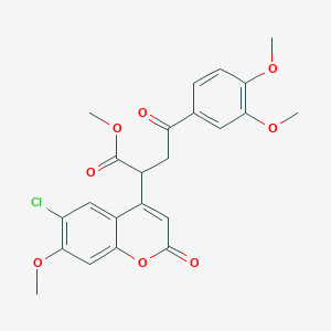 molecular formula C23H21ClO8 B11129377 methyl 2-(6-chloro-7-methoxy-2-oxo-2H-chromen-4-yl)-4-(3,4-dimethoxyphenyl)-4-oxobutanoate 