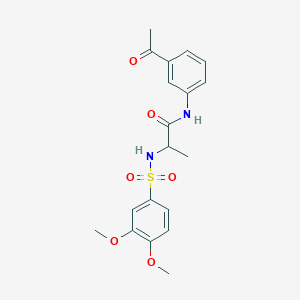 molecular formula C19H22N2O6S B11129565 N-(3-acetylphenyl)-N~2~-[(3,4-dimethoxyphenyl)sulfonyl]alaninamide 