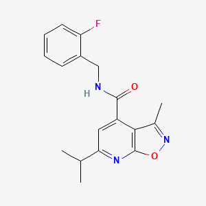 molecular formula C18H18FN3O2 B11129656 N-(2-fluorobenzyl)-6-isopropyl-3-methylisoxazolo[5,4-b]pyridine-4-carboxamide 