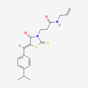 molecular formula C19H22N2O2S2 B11129698 3-{(5Z)-4-oxo-5-[4-(propan-2-yl)benzylidene]-2-thioxo-1,3-thiazolidin-3-yl}-N-(prop-2-en-1-yl)propanamide 
