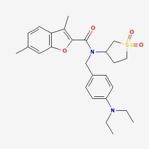molecular formula C26H32N2O4S B11129753 N-[4-(diethylamino)benzyl]-N-(1,1-dioxidotetrahydrothiophen-3-yl)-3,6-dimethyl-1-benzofuran-2-carboxamide 