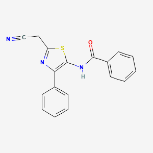 molecular formula C18H13N3OS B11129970 N-[2-(cyanomethyl)-4-phenyl-1,3-thiazol-5-yl]benzamide 