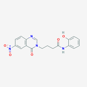 molecular formula C18H16N4O5 B11130173 N-(2-hydroxyphenyl)-4-(6-nitro-4-oxoquinazolin-3(4H)-yl)butanamide 
